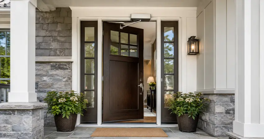 residential automatic door opener installed on exterior entry door in Ingersoll