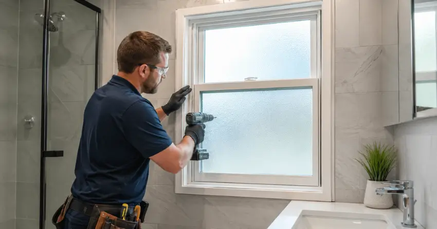 frosted glass installation bathroom window in Ingersoll