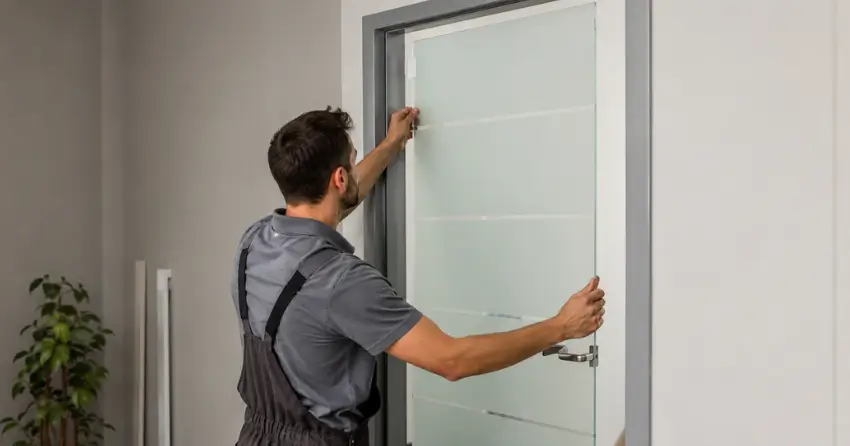 frosted glass interior door panel installation in Oxford Village, Ingersoll