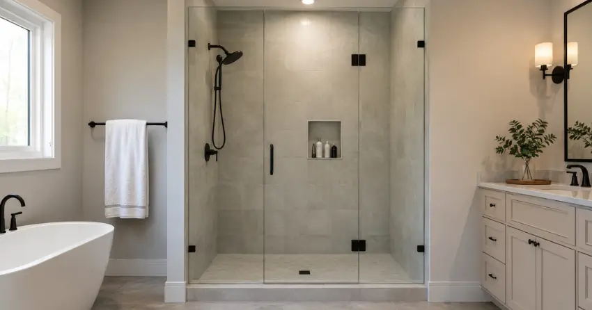 new frameless glass shower door installed in Ingersoll