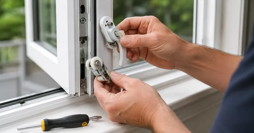 technician performing broken window repair Ingersoll on a sliding window