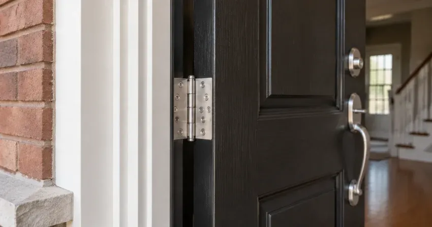 technician repairing a front door lock and frame in Ingersoll